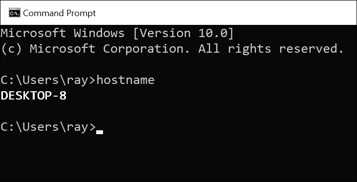 Example command prompt window