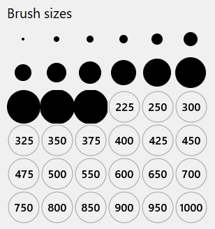 Custom brush sizes example